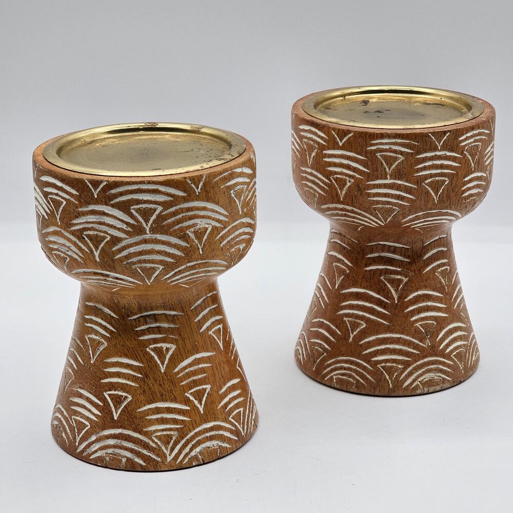 Opalhouse Boho Wood Candle Holder Set